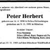 Herbert Peter 1898-1991 Todesanzeige